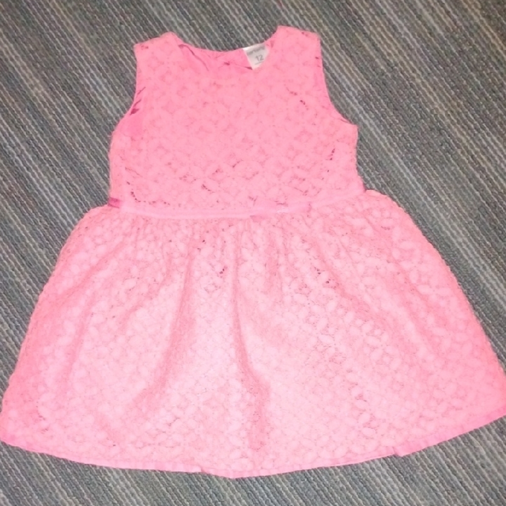 Carter's Pink Sleeveless Lace Dress